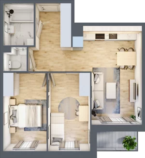 3 pokoje, mieszkanie 54,43 m², piętro 2, oferta nr 2.C2, Niebieski Bursztyn II, Reda, ul. Bosmańska