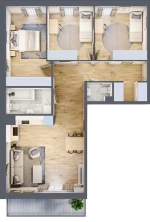 4 pokoje, mieszkanie 78,91 m², piętro 4, oferta nr 2.C12, Niebieski Bursztyn II, Reda, ul. Bosmańska