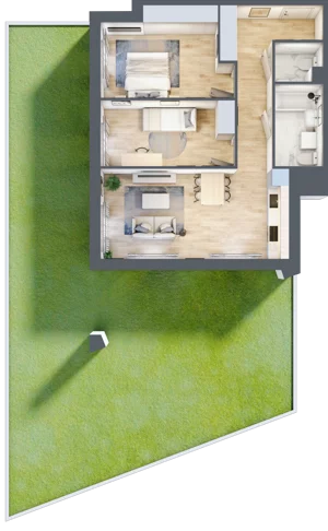 3 pokoje, mieszkanie 64,33 m², parter, oferta nr III-B1.M4, Strefa Cegielnia 3, Kraków, Wzgórza Krzesławickie, Zesławice, ul. Gustawa Morcinka