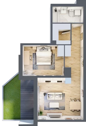 2 pokoje, mieszkanie 48,77 m², parter, oferta nr III-B1.M5, Strefa Cegielnia 3, Kraków, Wzgórza Krzesławickie, Zesławice, ul. Gustawa Morcinka