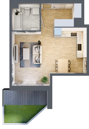 1 pokój, mieszkanie 35,25 m², parter, oferta nr III-B1.M1, Strefa Cegielnia 3, Kraków, Wzgórza Krzesławickie, Zesławice, ul. Gustawa Morcinka