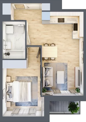 2 pokoje, mieszkanie 40,48 m², piętro 3, oferta nr III-B1.M38, Strefa Cegielnia 3, Kraków, Wzgórza Krzesławickie, Zesławice, ul. Gustawa Morcinka