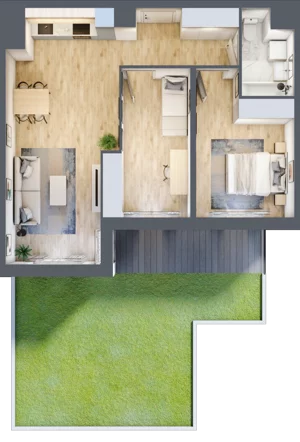 3 pokoje, mieszkanie 61,29 m², parter, oferta nr III-B1.M26, Strefa Cegielnia 3, Kraków, Wzgórza Krzesławickie, Zesławice, ul. Gustawa Morcinka