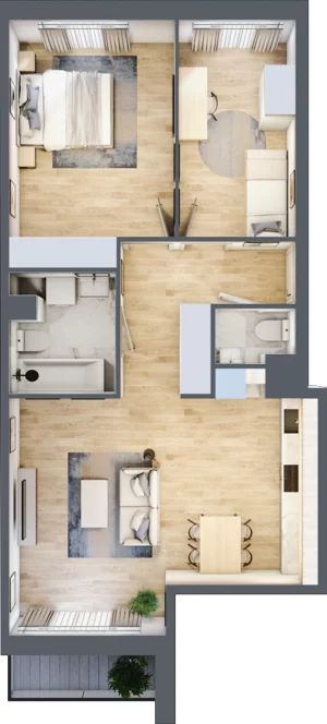 3 pokoje, mieszkanie 65,49 m², piętro 1, oferta nr III-B1.M6, Strefa Cegielnia 3, Kraków, Wzgórza Krzesławickie, Zesławice, ul. Gustawa Morcinka