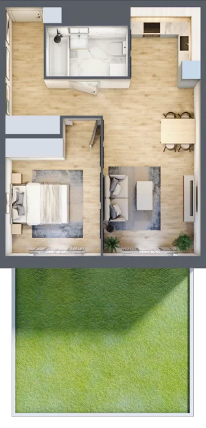 2 pokoje, mieszkanie 49,25 m², parter, oferta nr III-B2.M20, Strefa Cegielnia 3, Kraków, Wzgórza Krzesławickie, Zesławice, ul. Gustawa Morcinka