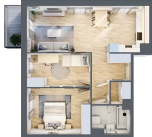 3 pokoje, mieszkanie 61,71 m², piętro 1, oferta nr III-B2.M27, Strefa Cegielnia 3, Kraków, Wzgórza Krzesławickie, Zesławice, ul. Gustawa Morcinka
