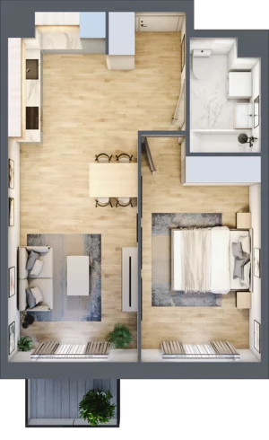 2 pokoje, mieszkanie 44,83 m², piętro 1, oferta nr III-B2.M5, Strefa Cegielnia 3, Kraków, Wzgórza Krzesławickie, Zesławice, ul. Gustawa Morcinka