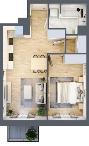2 pokoje, mieszkanie 42,67 m², piętro 4, oferta nr III-B2.M38, Strefa Cegielnia 3, Kraków, Wzgórza Krzesławickie, Zesławice, ul. Gustawa Morcinka