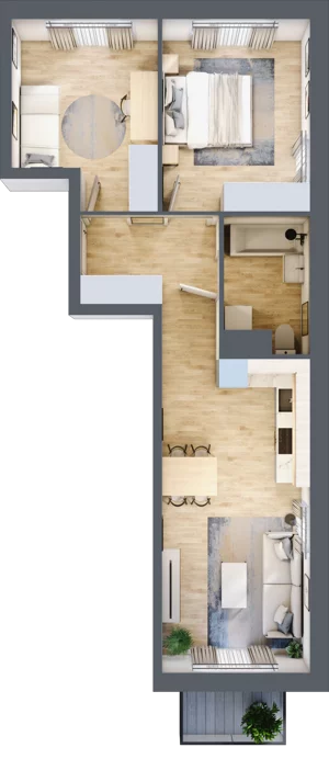 3 pokoje, mieszkanie 55,46 m², piętro 1, oferta nr III-B2.M4, Strefa Cegielnia 3, Kraków, Wzgórza Krzesławickie, Zesławice, ul. Gustawa Morcinka