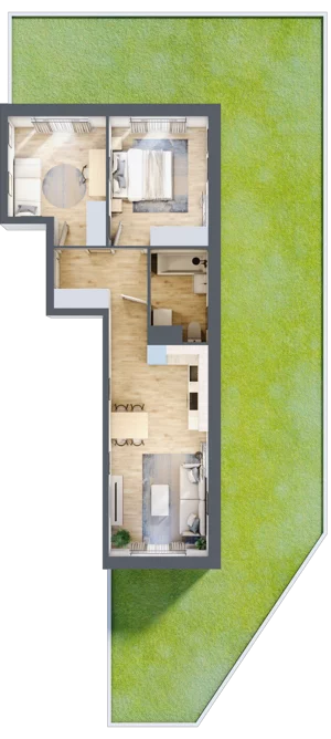 3 pokoje, mieszkanie 55,46 m², parter, oferta nr III-B2.M1, Strefa Cegielnia 3, Kraków, Wzgórza Krzesławickie, Zesławice, ul. Gustawa Morcinka