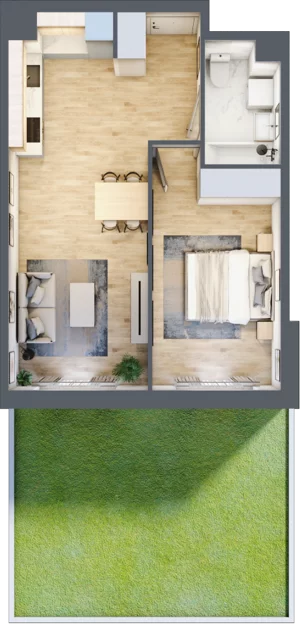 2 pokoje, mieszkanie 44,83 m², parter, oferta nr III-B3.M2, Strefa Cegielnia 3, Kraków, Wzgórza Krzesławickie, Zesławice, ul. Gustawa Morcinka