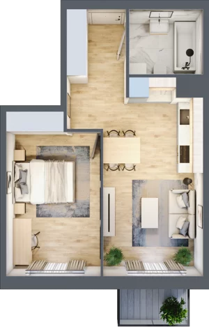 2 pokoje, mieszkanie 41,43 m², piętro 2, oferta nr III-B3.M36, Strefa Cegielnia 3, Kraków, Wzgórza Krzesławickie, Zesławice, ul. Gustawa Morcinka