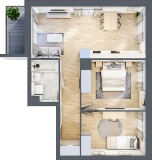 3 pokoje, mieszkanie 56,32 m², piętro 1, oferta nr III-B3.M33, Strefa Cegielnia 3, Kraków, Wzgórza Krzesławickie, Zesławice, ul. Gustawa Morcinka