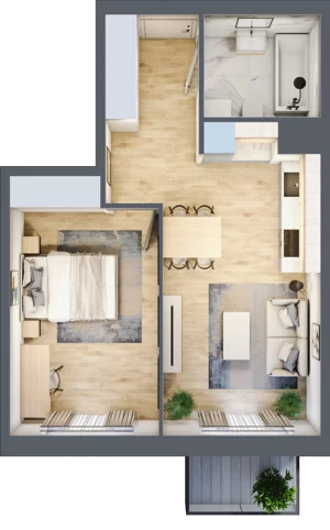 2 pokoje, mieszkanie 41,43 m², piętro 4, oferta nr III-B3.M50, Strefa Cegielnia 3, Kraków, Wzgórza Krzesławickie, Zesławice, ul. Gustawa Morcinka