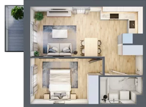 2 pokoje, mieszkanie 38,17 m², piętro 4, oferta nr III-B3.M53, Strefa Cegielnia 3, Kraków, Wzgórza Krzesławickie, Zesławice, ul. Gustawa Morcinka
