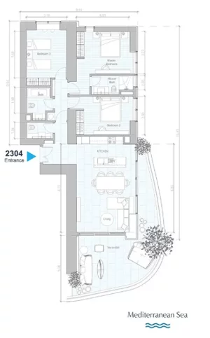 4 pokoje, apartament 222,40 m², piętro 23, oferta nr 2304, Limassol Blue Marine, Limassol