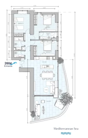 4 pokoje, apartament 222,40 m², piętro 26, oferta nr 2604, Limassol Blue Marine, Limassol