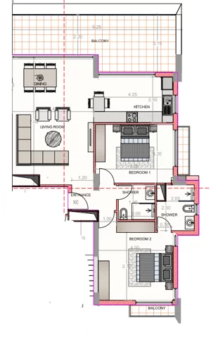 2 pokoje, apartament inwestycyjny 95,50 m², piętro 3, oferta nr M302, Inner City 3, Pafos