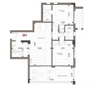 3 pokoje, apartament inwestycyjny 107,10 m², piętro 2, oferta nr M201, Limassol Park, Trachoni
