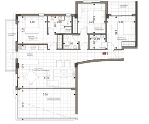 4 pokoje, apartament inwestycyjny 140,45 m², piętro 4, oferta nr M401, Limassol Park, Trachoni