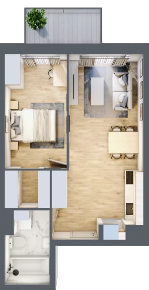 2 pokoje, mieszkanie 42,61 m², piętro 1, oferta nr A.1.33, My Forest, Warszawa, Białołęka, ul. Modlińska 342