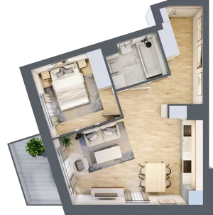 2 pokoje, mieszkanie 43,07 m², piętro 1, oferta nr A.1.58, My Forest, Warszawa, Białołęka, ul. Modlińska 342