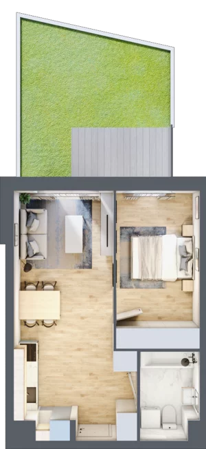 2 pokoje, mieszkanie 39,72 m², parter, oferta nr A.0.52, My Forest, Warszawa, Białołęka, ul. Modlińska 342