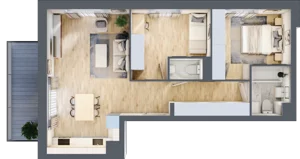 3 pokoje, mieszkanie 59,05 m², piętro 1, oferta nr B.1.10, My Forest, Warszawa, Białołęka, ul. Modlińska 342