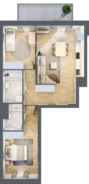 3 pokoje, mieszkanie 60,96 m², piętro 1, oferta nr B.1.23, My Forest, Warszawa, Białołęka, ul. Modlińska 342