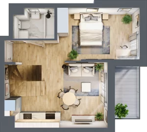 2 pokoje, mieszkanie 41,59 m², piętro 2, oferta nr B.2.43, My Forest, Warszawa, Białołęka, ul. Modlińska 342