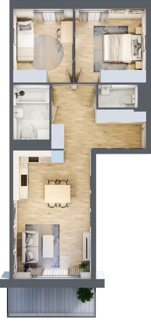 3 pokoje, mieszkanie 63,98 m², piętro 1, oferta nr B.1.40, My Forest, Warszawa, Białołęka, ul. Modlińska 342
