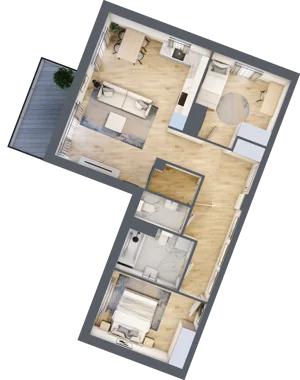 3 pokoje, mieszkanie 70,46 m², piętro 3, oferta nr 106F/M106, Miasteczko Jutrzenki Dzielnica Hortensji, Warszawa, Włochy, ul. Jutrzenki 106F