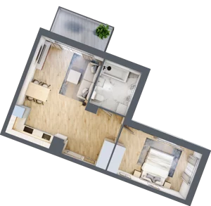 2 pokoje, mieszkanie 49,11 m², piętro 1, oferta nr 106F/M098, Miasteczko Jutrzenki Dzielnica Hortensji, Warszawa, Włochy, ul. Jutrzenki 106F