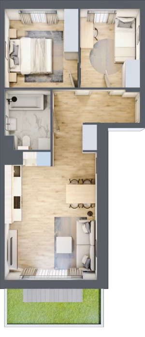 3 pokoje, mieszkanie 51,66 m², parter, oferta nr 106F/M065, Miasteczko Jutrzenki Dzielnica Hortensji, Warszawa, Włochy, ul. Jutrzenki 106F