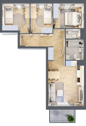 4 pokoje, mieszkanie 64,03 m², piętro 1, oferta nr 106F/M032, Miasteczko Jutrzenki Dzielnica Hortensji, Warszawa, Włochy, ul. Jutrzenki 106F