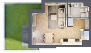 1 pokój, mieszkanie 28,28 m², parter, oferta nr 106F/M002, Miasteczko Jutrzenki Dzielnica Hortensji, Warszawa, Włochy, ul. Jutrzenki 106F