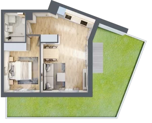 2 pokoje, mieszkanie 42,87 m², parter, oferta nr 106F/M064, Miasteczko Jutrzenki Dzielnica Hortensji, Warszawa, Włochy, ul. Jutrzenki 106F