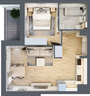 2 pokoje, mieszkanie 39,08 m², piętro 3, oferta nr 106F/M014, Miasteczko Jutrzenki Dzielnica Hortensji, Warszawa, Włochy, ul. Jutrzenki 106F