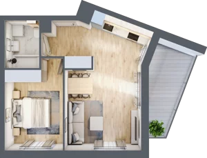 2 pokoje, mieszkanie 42,87 m², piętro 2, oferta nr 106F/M073, Miasteczko Jutrzenki Dzielnica Hortensji, Warszawa, Włochy, ul. Jutrzenki 106F