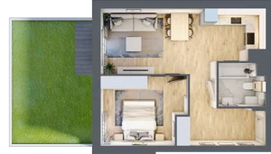 2 pokoje, mieszkanie 44,87 m², parter, oferta nr 106F/M003, Miasteczko Jutrzenki Dzielnica Hortensji, Warszawa, Włochy, ul. Jutrzenki 106F