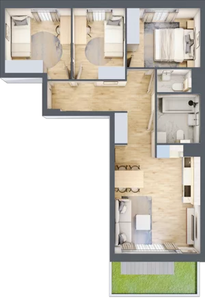 4 pokoje, mieszkanie 64,03 m², parter, oferta nr 106F/M028, Miasteczko Jutrzenki Dzielnica Hortensji, Warszawa, Włochy, ul. Jutrzenki 106F