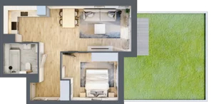 2 pokoje, mieszkanie 44,96 m², parter, oferta nr 106F/M004, Miasteczko Jutrzenki Dzielnica Hortensji, Warszawa, Włochy, ul. Jutrzenki 106F