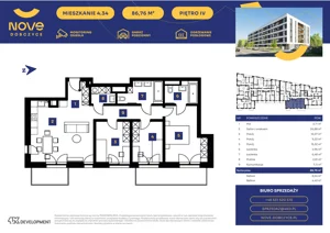 4 pokoje, mieszkanie 85,70 m², piętro 4, oferta nr M34, NOVE Dobczyce, Dobczyce, ul. Wesoła / Szkolna