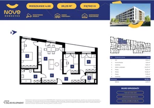 4 pokoje, mieszkanie 88,66 m², piętro 4, oferta nr M68, NOVE Dobczyce, Dobczyce, ul. Wesoła / Szkolna