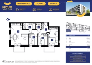 4 pokoje, mieszkanie 78,68 m², piętro 4, oferta nr M72, NOVE Dobczyce, Dobczyce, ul. Wesoła / Szkolna