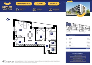 4 pokoje, mieszkanie 87,15 m², piętro 4, oferta nr M74, NOVE Dobczyce, Dobczyce, ul. Wesoła / Szkolna
