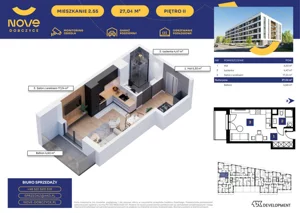 1 pokój, mieszkanie 27,08 m², piętro 2, oferta nr M55, NOVE Dobczyce, Dobczyce, ul. Wesoła / Szkolna