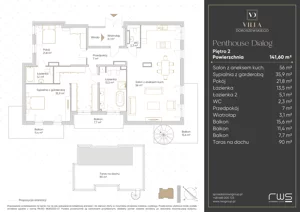 3 pokoje, apartament 141,60 m², piętro 2, oferta nr Penthouse Dialog, Villa Doroszewskiego, Gdańsk, Oliwa, ul. Doroszewskiego