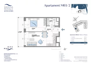2 pokoje, apartament 46,42 m², piętro 2, oferta nr M03/2, Marina Royale, Darłowo, ul. Bulwar Zachodzącego Słońca 1