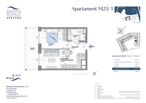 2 pokoje, lokal inwestycyjny 34,27 m², piętro 1, oferta nr M23/1, Marina Royale, Darłowo, ul. Bulwar Zachodzącego Słońca 1